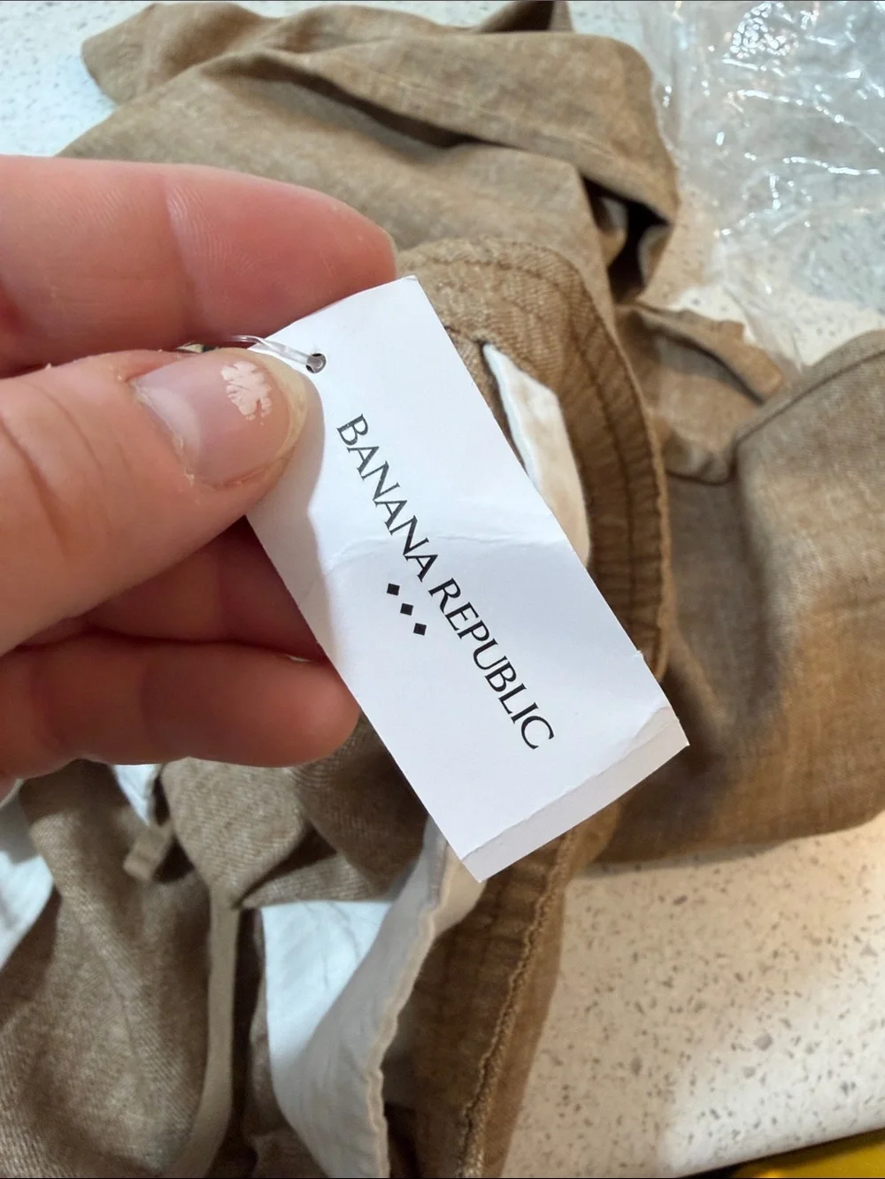 NWT Banana Republic Men’s Linen Blend Mason Athletic Tapered Fit TAN Pant 34x28
